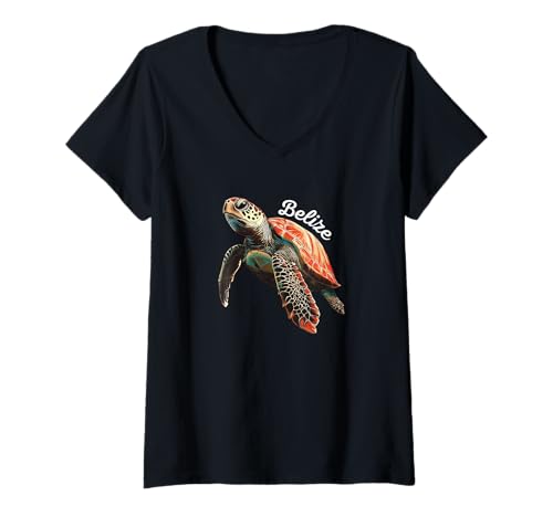 Damen Belize T-Shirt mit V-Ausschnitt Damen Belize T-Shirt mit V-Ausschnitt von Souvenirladen in Belize