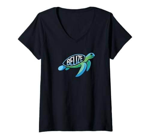 Damen Belize T-Shirt mit V-Ausschnitt Damen Belize T-Shirt mit V-Ausschnitt von Souvenirladen in Belize