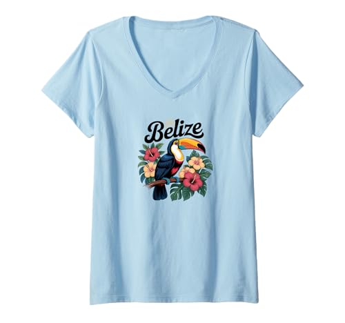 Damen Belize T-Shirt mit V-Ausschnitt Damen Belize T-Shirt mit V-Ausschnitt von Souvenirladen in Belize