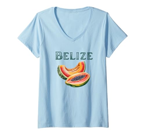 Damen Belize T-Shirt mit V-Ausschnitt von Souvenirladen in Belize