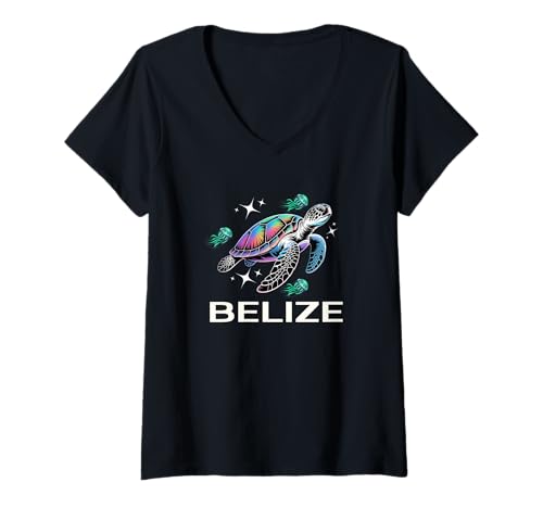 Damen Belize T-Shirt mit V-Ausschnitt Damen Belize T-Shirt mit V-Ausschnitt von Souvenirladen in Belize