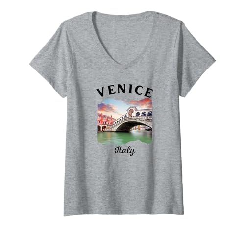 Damen Italien Venedig Souvenir/Venedig T-Shirt mit V-Ausschnitt Damen Italien Venedig Souvenir/Venedig T-Shirt mit V-Ausschnitt von Souvenirladen in Venedig, Italien