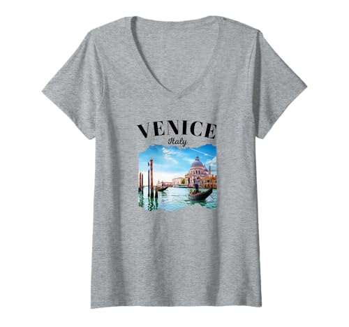 Damen Italien Venedig Souvenir/Venedig T-Shirt mit V-Ausschnitt Damen Italien Venedig Souvenir/Venedig T-Shirt mit V-Ausschnitt von Souvenirladen in Venedig, Italien