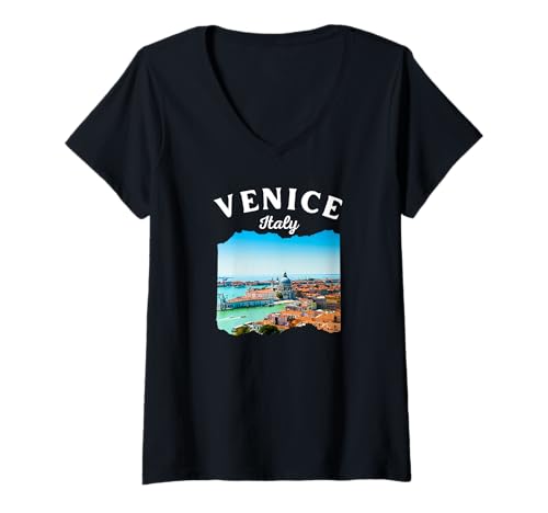 Damen Italien Venedig Souvenir/Venedig T-Shirt mit V-Ausschnitt Damen Italien Venedig Souvenir/Venedig T-Shirt mit V-Ausschnitt von Souvenirladen in Venedig, Italien