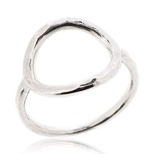 Sovats Damen Offener Kreis Gehämmerter Ring 925 Sterlingsilber, Größe 58 von Sovats