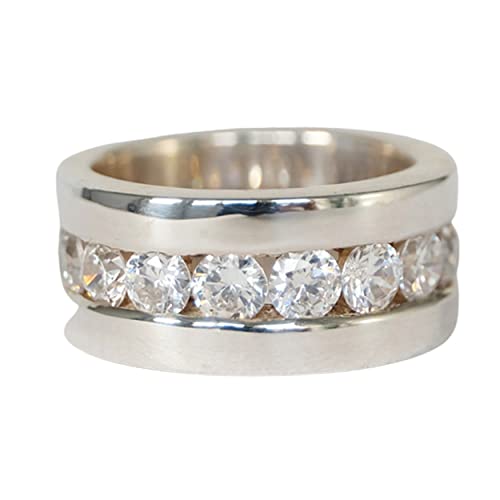 Sovats Natürlicher Runder Weißer Topas Statement Solid Ring 925 Sterlingsilber, Größe 62 von Sovats