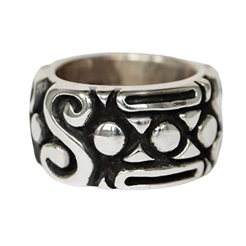 Sovats Römischer Antiker Vintage Statement Solide Ring 925 Sterlingsilber Mit Oxidierter Oberfläche, Größe 66 von Sovats