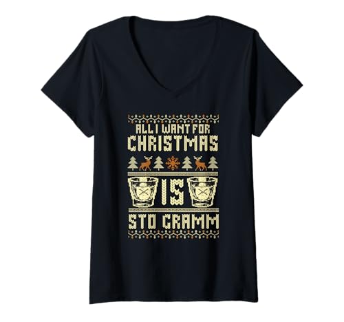 Damen All I Want for Christmas is Pelmeni T-Shirt mit V-Ausschnitt Damen All I Want for Christmas is Pelmeni T-Shirt mit V-Ausschnitt von Soviet Kitchen Klub Russen Ostblock Essen