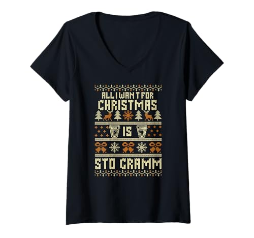Damen All I Want for Christmas is Pelmeni T-Shirt mit V-Ausschnitt Damen All I Want for Christmas is Pelmeni T-Shirt mit V-Ausschnitt von Soviet Kitchen Klub Russen Ostblock Essen