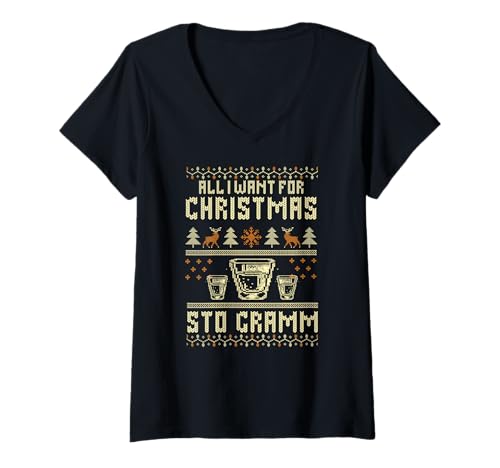 Damen All I Want for Christmas is Pelmeni T-Shirt mit V-Ausschnitt Damen All I Want for Christmas is Pelmeni T-Shirt mit V-Ausschnitt von Soviet Kitchen Klub Russen Ostblock Essen