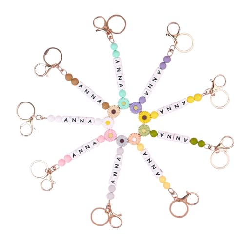 Soview Buchstaben Schlüsselanhänger Personalisiert Name für Mädchen Damen - Bunte Perlen Bag Charms Taschenanhänger für Frauen - Geburtstagsgeschenk Kleine Geschenke Kollegen Geburtstag von Soview