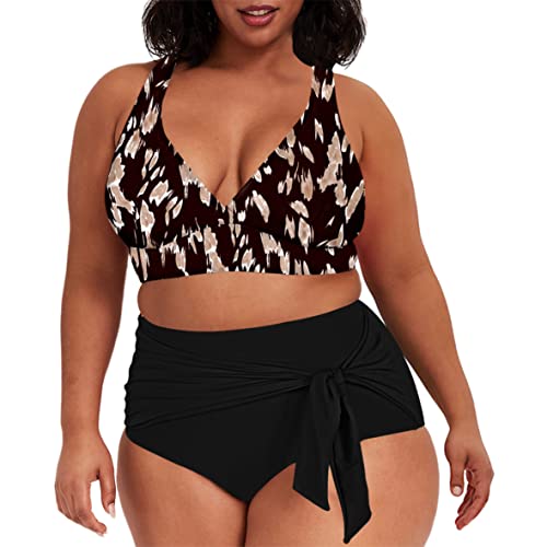 Sovoyontee Damen 2-teiliges Bikini-Set mit hoher Taille, Dreieck, Übergröße, Badeanzug, Blume - Schwarz, 4XL Mehr von Sovoyontee