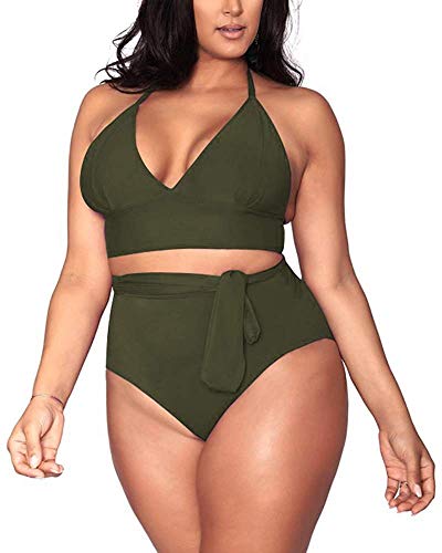 Sovoyontee Damen Badeanzug mit hoher Taille, Bauchkontrolle, volle Abdeckung, armee-grün, X-Large Mehr von Sovoyontee