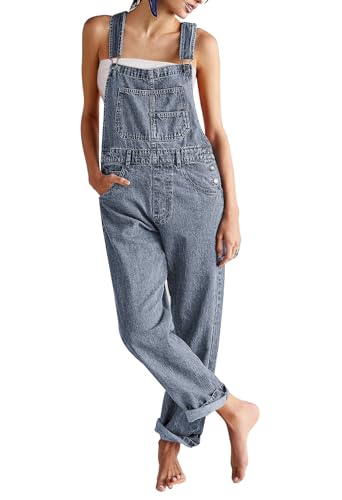 Sovoyontee Damen Latzhose Sommer Lockere Lange Jeans Jumpsuit Bib Overall Mit Trägern von Sovoyontee