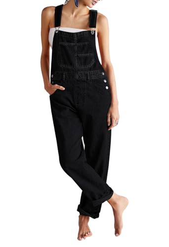 Sovoyontee Damen Latzhose Sommer Lockere Lange Jeans Jumpsuit Bib Overall Mit Trägern von Sovoyontee