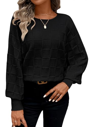 Sovoyontee Damen Herbst Pullover Frauen Casual Tunika Oberteile Komfort Mode Lange Ärmel Stricken Tops Schwarz S von Sovoyontee