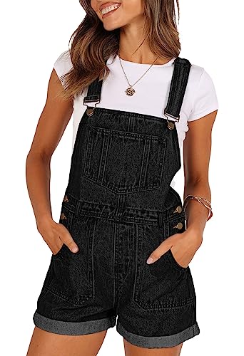 Sovoyontee Damen Jean Shortalls Klassische Verstellbare Träger Denim Bib Overalls Shorts Strampler Sommer Jumpsuits Schwarz M von Sovoyontee