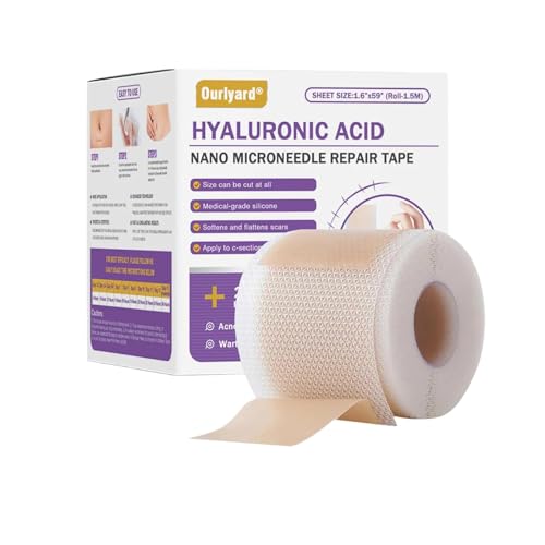 Bostore Hyaluronic Acid Nano Microneedle Repair Tape, Bostore Silicone Scar Tape, Reusable Scar Removal Treatment Tapes, Long-Lasting Microneedlepatch for Men and Women (1BOX) von Sovtay