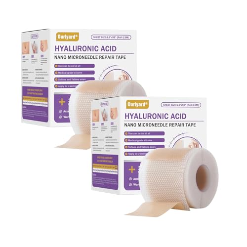 Bostore Hyaluronic Acid Nano Microneedle Repair Tape, Bostore Silicone Scar Tape, Reusable Scar Removal Treatment Tapes, Long-Lasting Microneedlepatch for Men and Women (2BOX) von Sovtay