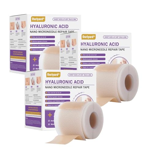 Bostore Hyaluronic Acid Nano Microneedle Repair Tape, Bostore Silicone Scar Tape, Reusable Scar Removal Treatment Tapes, Long-Lasting Microneedlepatch for Men and Women (3BOX) von Sovtay