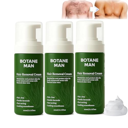 Botane Man Hair Removal Cream, Botane Hair Removal Cream for Men, Natural Aloe Vera Quick Gentle Fast-Acting Hair Remover Mousse for Face Body & Intimate (3PCS) von Sovtay