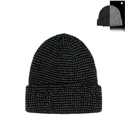 Flex Mütze 2.0 - Unisex, Flex Mütze Reflektierend, Reflektierende Mütze, Flex Mütze Damen Strickmütze Bleiben Sie Warm Und Sichtbar (Schwarz,Einheitsgrösse) von Sovtay