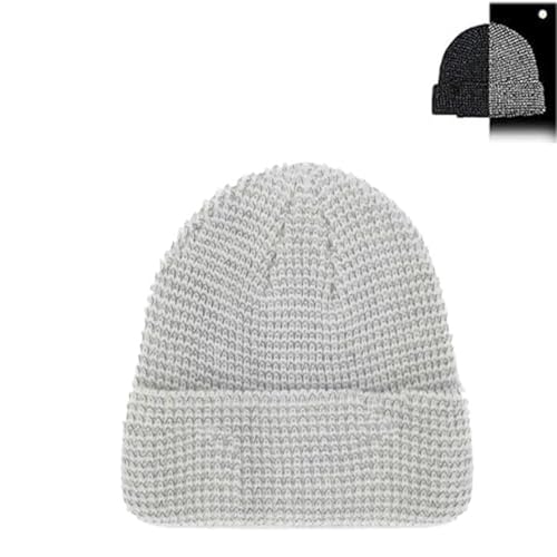 Flex Mütze 2.0 - Unisex, Flex Mütze Reflektierend, Reflektierende Mütze, Flex Mütze Damen Strickmütze Bleiben Sie Warm Und Sichtbar (Silber,Einheitsgrösse) von Sovtay