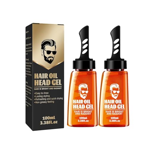 Haargel für Männer, East Moon Hair Oil Head Gel, East Moon Haaröl Kopfgel, 2 in 1 Haarwachsgel mit Kamm, Haar-Styling-Gel mit starkem Halt, Haarfestiger-Gel mit Tauchkamm (2PCS) von Sovtay