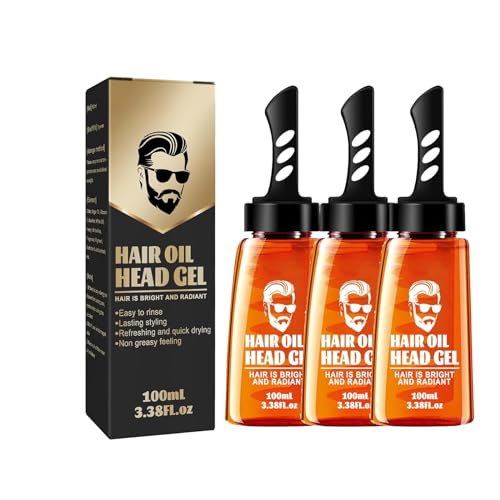 Haargel für Männer, East Moon Hair Oil Head Gel, East Moon Haaröl Kopfgel, 2 in 1 Haarwachsgel mit Kamm, Haar-Styling-Gel mit starkem Halt, Haarfestiger-Gel mit Tauchkamm (3PCS) von Sovtay