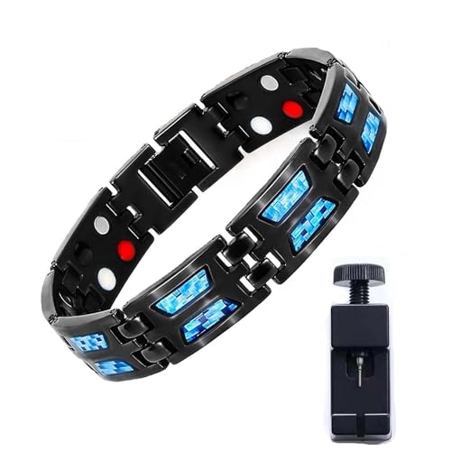 Noruion Far-Infrarot-Ionen-Armband, Magnetarmband Magnetbänder Für Herren Herrenarmband Längenverstellbar Mit, Noruion Far Infrared Ionizer Wristband, Titanium Power Magnetic Bracelet (1pcs) von Sovtay