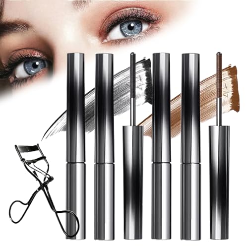 Rome Apparel Iron Rod Mascara, Iron Wand Mascara, Metallstab-Mascara, 3D-Wimpern-Eisen-Mascara mit Lockenstab, Lockenstab-Mascara, Wasserfest, Langlebig und Wischfrei (Black+Brown 4pcs) von Sovtay