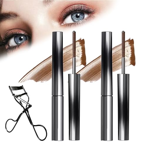 Rome Apparel Iron Rod Mascara, Iron Wand Mascara, Metallstab-Mascara, 3D-Wimpern-Eisen-Mascara mit Lockenstab, Lockenstab-Mascara, Wasserfest, Langlebig und Wischfrei (Brown 2pcs) von Sovtay