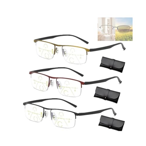 Sovtay Outfany Intellireader, Outfany Lesebrille, Outfany Intelli Lesebrille, Progressive Fern- Und Nah-Lesebrille Aus Titan, Progressive Lesebrille Für Frauen Und Männer (2.5x,3Colour) von Sovtay