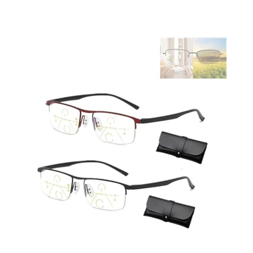 Sovtay Outfany Intellireader, Outfany Lesebrille, Outfany Intelli Lesebrille, Progressive Fern- Und Nah-Lesebrille Aus Titan, Progressive Lesebrille Für Frauen Und Männer (3.0x,Black+Red) von Sovtay
