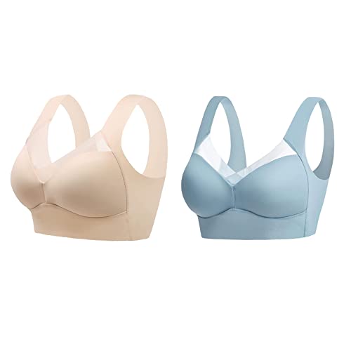 Wmbra BH, Wmbra Haltungskorrektur BH, Haltungskorrektur BH Damen Wmbra, Wmbra BH Für Seniorinnen Push Up, Wmbra Bügelloser BH, Wmbra Büstenhalter, Wmbra Lymph Pflege Turmalinfaser BH (2 Colors C,2XL) von Sovtay