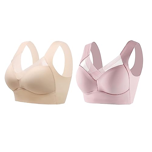 Wmbra BH, Wmbra Haltungskorrektur BH, Haltungskorrektur BH Damen Wmbra, Wmbra BH Für Seniorinnen Push Up, Wmbra Bügelloser BH, Wmbra Büstenhalter, Wmbra Lymph Pflege Turmalinfaser BH (2 Colors A,3XL) von Sovtay