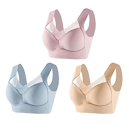 Wmbra BH, Wmbra Haltungskorrektur BH, Haltungskorrektur BH Damen Wmbra, Wmbra BH Für Seniorinnen Push Up, Wmbra Bügelloser BH, Wmbra Büstenhalter, Wmbra Lymph Pflege Turmalinfaser BH (3 Colors A,3XL) von Sovtay