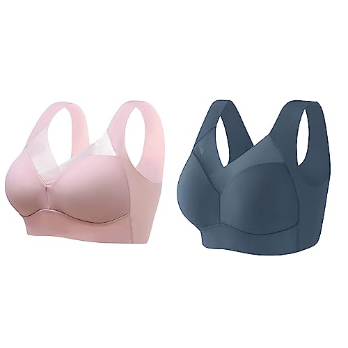 Wmbra Haltungskorrektur Bh Für Seniorinnen, Wmbra Bh Für Seniorinnen, Wmbra Bügelloser Bh, Wmbra Büstenhalter, Wmbra Lymph Pflege Turmalinfaser Bh Push up Bh Ohne Bügel Für Frauen (2 Colors E,3XL) von Sovtay