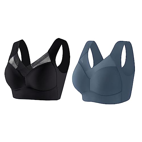 Wmbra Haltungskorrektur Bh Für Seniorinnen, Wmbra Bh Für Seniorinnen, Wmbra Bügelloser Bh, Wmbra Büstenhalter, Wmbra Lymph Pflege Turmalinfaser Bh Push up Bh Ohne Bügel Für Frauen (2 Colors G,2XL) von Sovtay