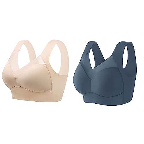 Wmbra Haltungskorrektur Bh Für Seniorinnen, Wmbra Bh Für Seniorinnen, Wmbra Bügelloser Bh, Wmbra Büstenhalter, Wmbra Lymph Pflege Turmalinfaser Bh Push up Bh Ohne Bügel Für Frauen (2 Colors F,XL) von Sovtay