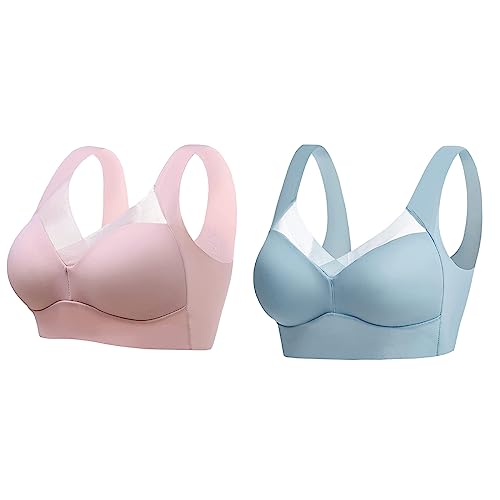 Wmbra Haltungskorrektur Bh Für Seniorinnen, Wmbra Bh Für Seniorinnen, Wmbra Bügelloser Bh, Wmbra Büstenhalter, Wmbra Lymph Pflege Turmalinfaser Bh Push up Bh Ohne Bügel Für Frauen (2 Colors D,3XL) von Sovtay