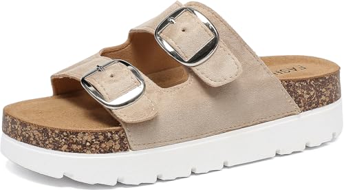 Pantoletten Damen mit Kork-Fußbett Plattform Sandalen Plateau Schlappen Verstellbarer Riemen Rutschfester Dicken Sohle Doppelte Schnalle Hausschuhe Sommer Bequeme Lässige Latschen für Alltag Freizeit Pantoletten Damen mit Kork-Fußbett Plattform Sandalen Plateau Schlappen Verstellbarer Riemen Rutschfester Dicken Sohle Doppelte Schnalle Hausschuhe Sommer Bequeme Lässige Latschen für Alltag Freizeit von Sowdus