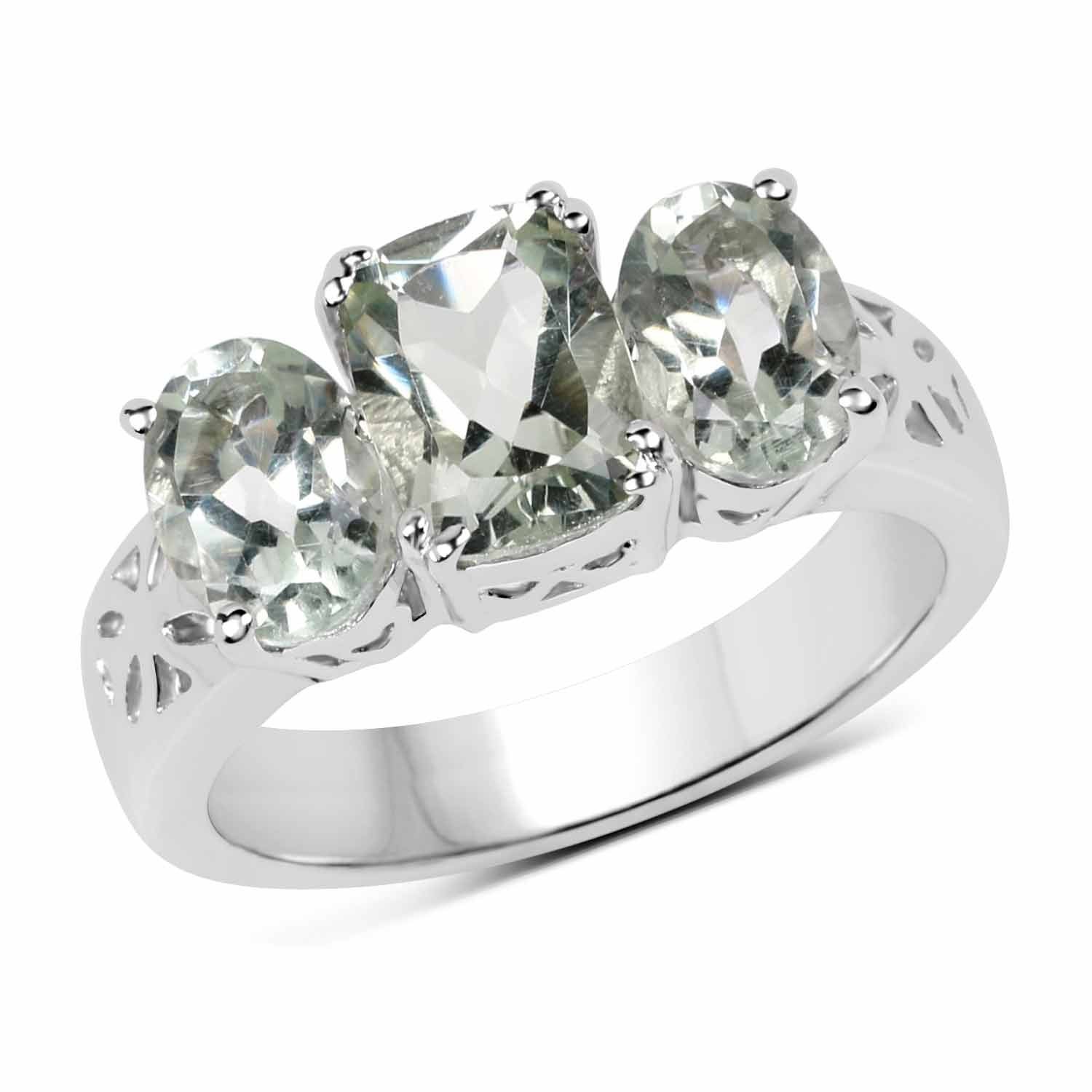 2, 60 Karat Echte Grüne Amethyst.925 Sterling Silber Ring 2, 60 Karat Echte Grüne Amethyst.925 Sterling Silber Ring von Sowfinds