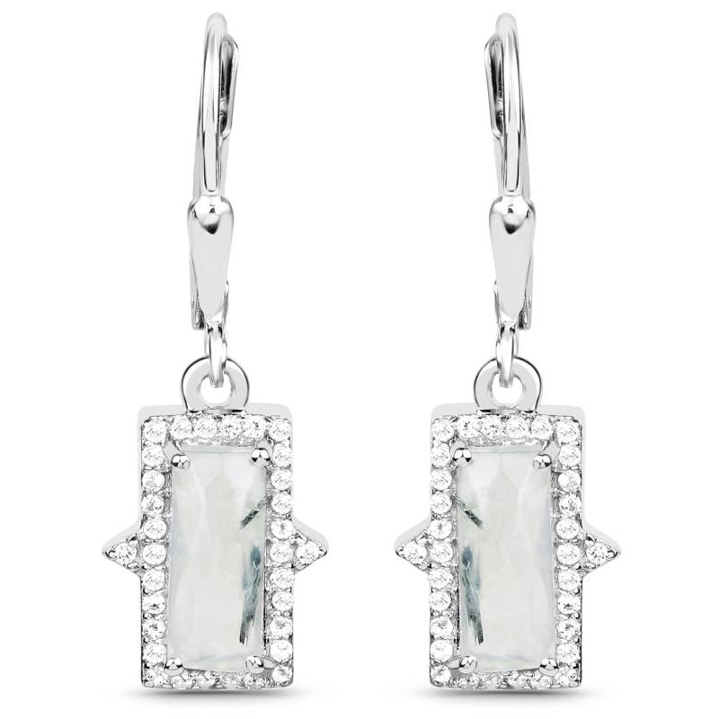 3, 56 Karat Prehnit Und Weißen Topas Tropfen Ohrringe in 925 Sterling Silber W/Rhodium 3, 56 Karat Prehnit Und Weißen Topas Tropfen Ohrringe in 925 Sterling Silber W/Rhodium von Sowfinds