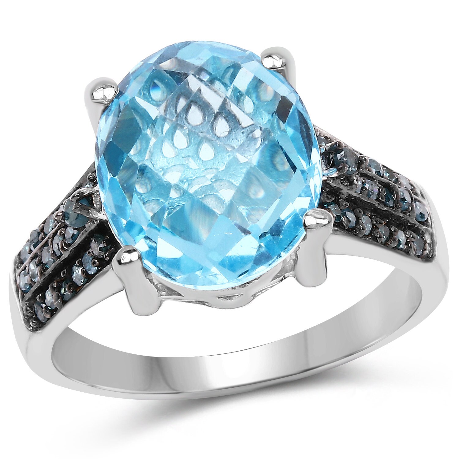 5.51 Karat Echtes Baby Schweizer Blau Topas Und Blauer Diamant.925 Sterling Silber Ring 5.51 Karat Echtes Baby Schweizer Blau Topas Und Blauer Diamant.925 Sterling Silber Ring von Sowfinds