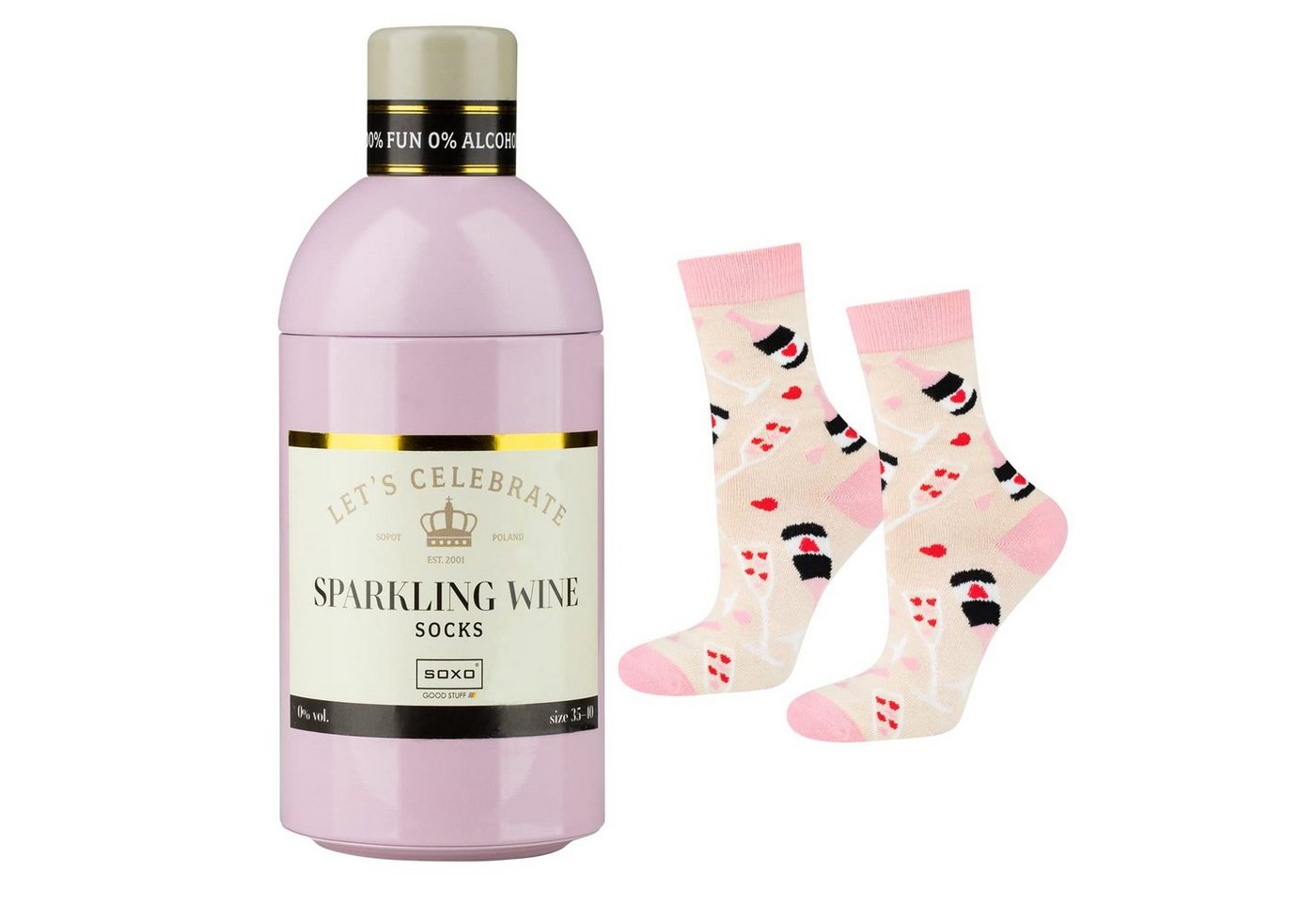 Soxo Socken Lustige Geschenke Für Frauen (Flasche, 1-Paar, Set) Bunte Socken Damen Getränke 35-40EU von Soxo