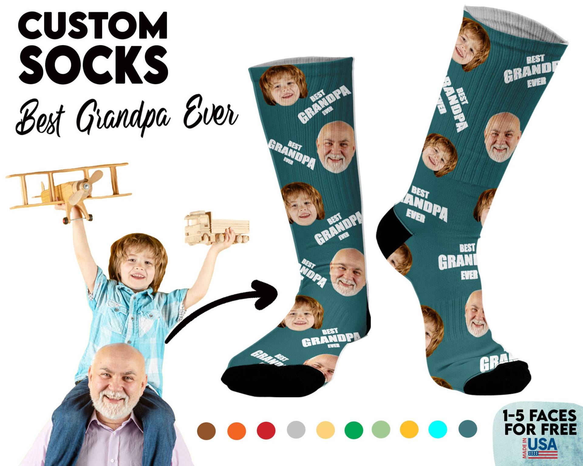 Beste Opa Socken Mit Bild Großvater Geschenk Personalisierte Für Männer Gesicht Auf von SoxyStudio