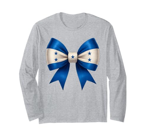 Honduras Flagge Mädchen Bogen Mittelamerika Honduranische Frauen Langarmshirt von Soy Catracha Hondurans Honduras Flag Girl Apparel