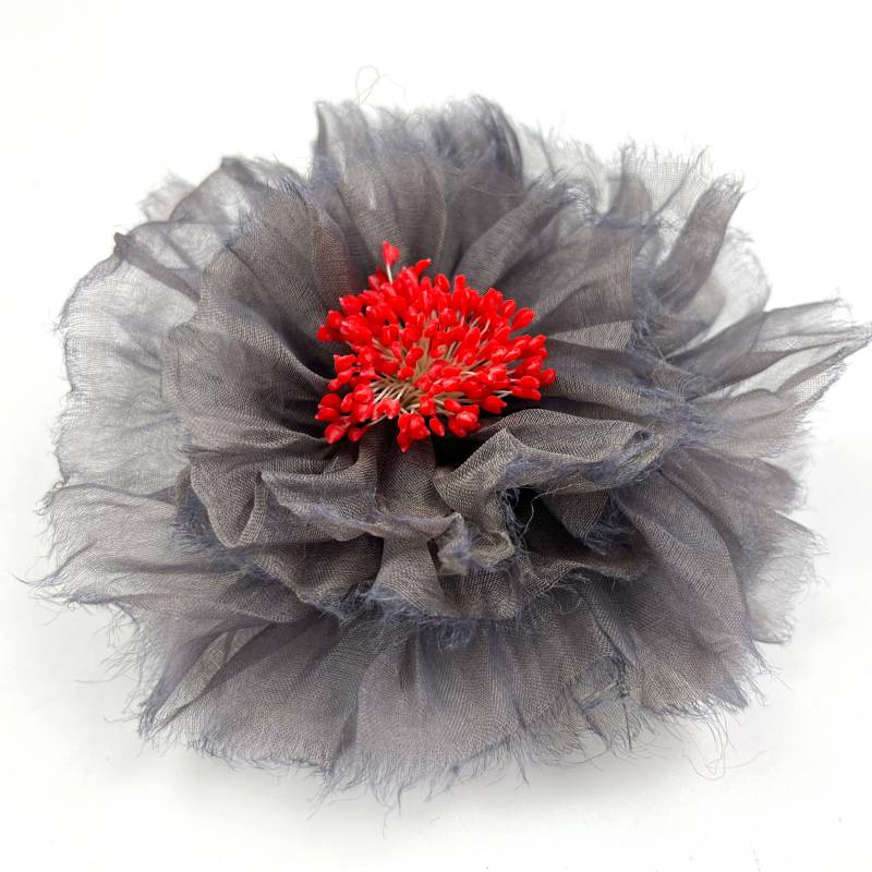 Brosche Aus Seidenorganza Farbe Beige-Violett Changeant Model Carmen von SoyComoSoy