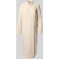 Soyaconcept Regular Fit Hemdblusenkleid aus Viskose-Leinen-Mix Modell 'POULA' in Sand, Größe XL von Soyaconcept